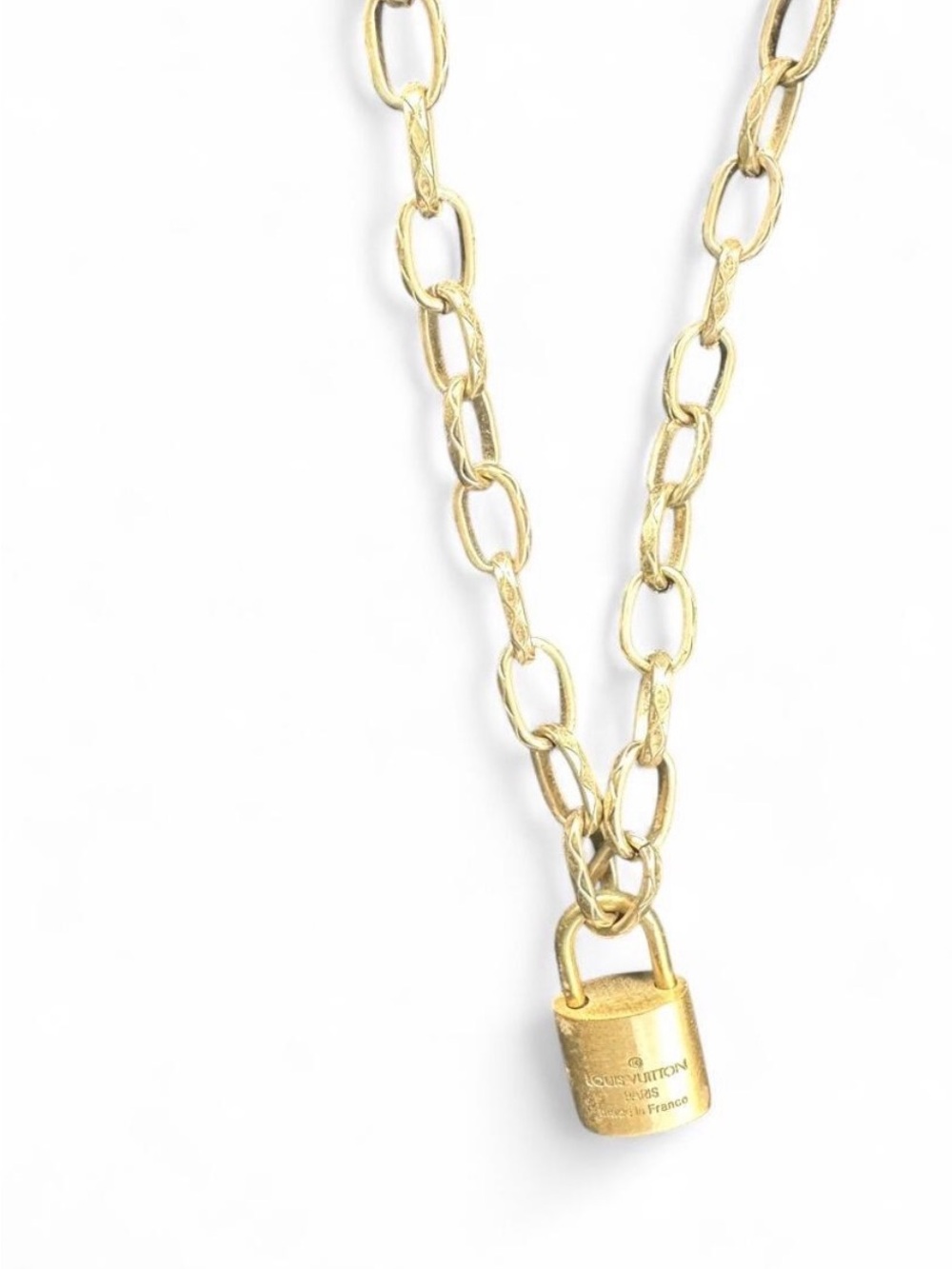 Louis Vuitton Gold Padlock Link Necklace